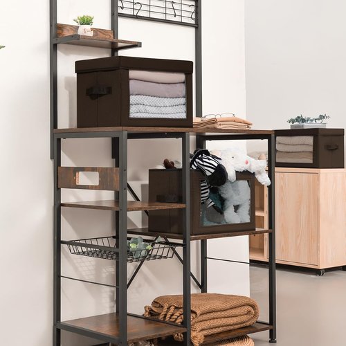 Homsorout Foldable Storage Boxes - Clear Window Fabric Organizers for Clothes | Brown, 3 Pack