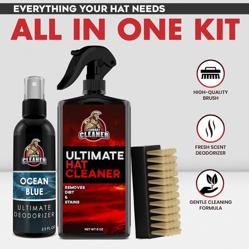 Combat Cleaner Hat Cleaning Kit - Ultimate Stain Remover with Brush & Deodorizer for All Hat Types