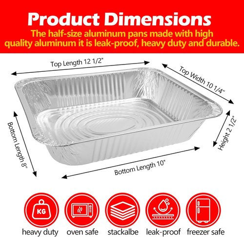 Heavy Duty 9x13 Aluminum Foil Pans by [Brand Name] - 10 Pack Disposable Deep Trays for Cooking & Baking