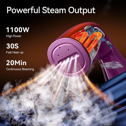 HiLIFE Portable Handheld Clothes Steamer - 240ml Capacity, 700W Strong Steam, Orchid Purple