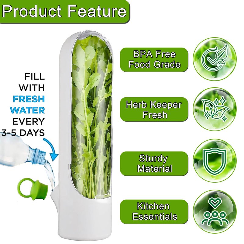 HVECT Herb Saver for Refrigerator, Herb Saver Pod Cilantro Containers for Refrigerator, Fresh Herb Keeper for Cilantro, Parsley, Asparagus, Mint, Keeps Vegetables for 2-3 Weeks (2PCS)