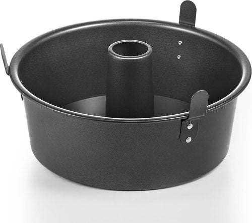HONGBAKE 10-Inch Angel Food Cake Pan - Nonstick Removable Bottom Chiffon Cake Mold, Heavy Duty Dark Grey