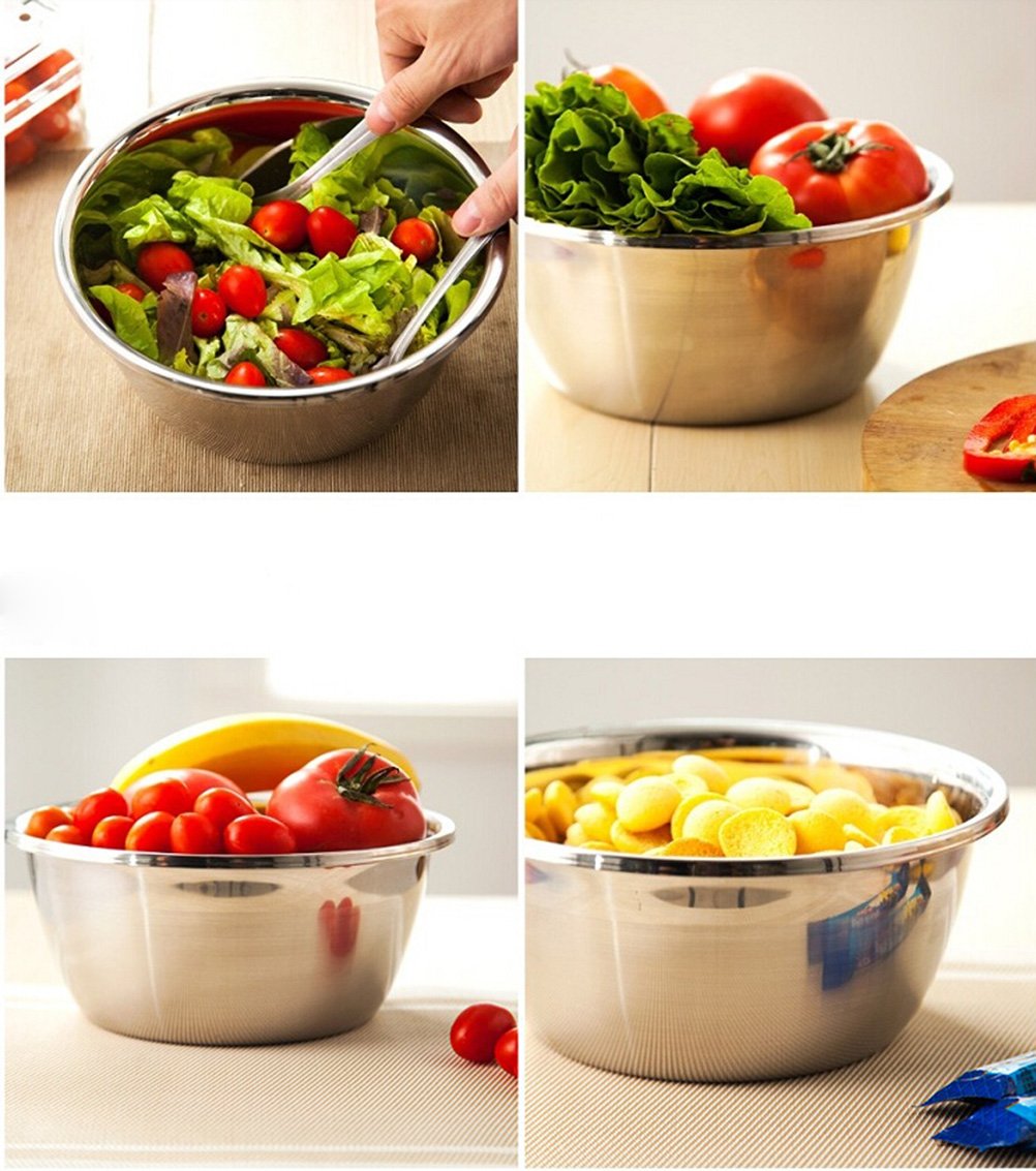 meleg otthon Stainless Steel Bowl,6.5ＱT Salad Bowl,Metal Bowls,Stainless Steel Basin,Heavy Duty Deeper Edge Mirror Finish Dishwasher Safe Bowl (XL)…