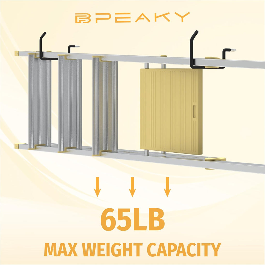 Skiennix Heavy Duty Screw-In Ladder Hooks - 4PC Black Wall Mount Tool Holders for Garage Storage