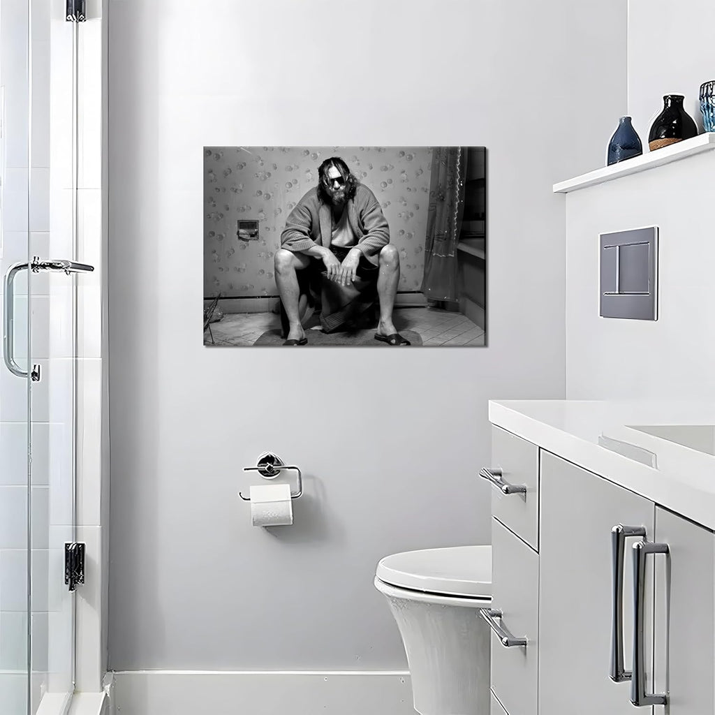 Skiennix Funny Bathroom Wall Decor - 90s Movie Poster Black & White Art | Humorous Toilet Sign 16x24 in