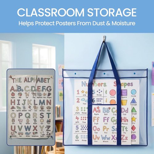 GAMENOTE Large Poster Storage Bags - 2 Pack Art Portfolio Holders for Classroom Organization (31.5"×25.5")