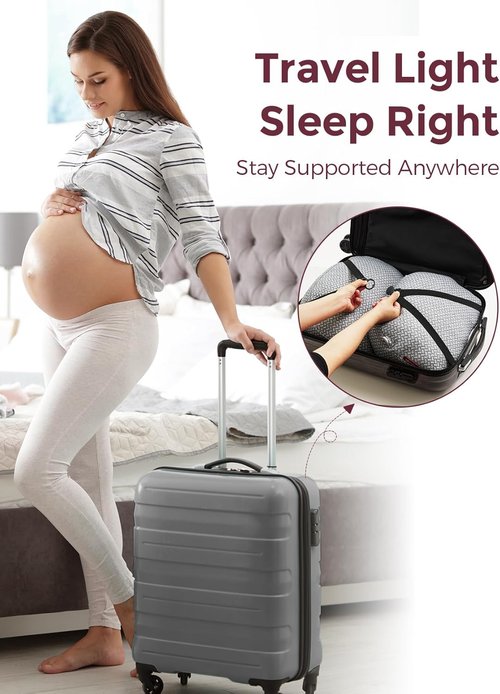 Momcozy Pregnancy Pillow - W-Shaped Maternity Support for Side Sleepers | Adjustable Travel Wedge, Deep Grey
