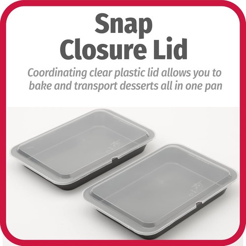 GoodCook Nonstick Steel Cake Baking Pans - Set of 2 with Covers | 13" x 9", Gray