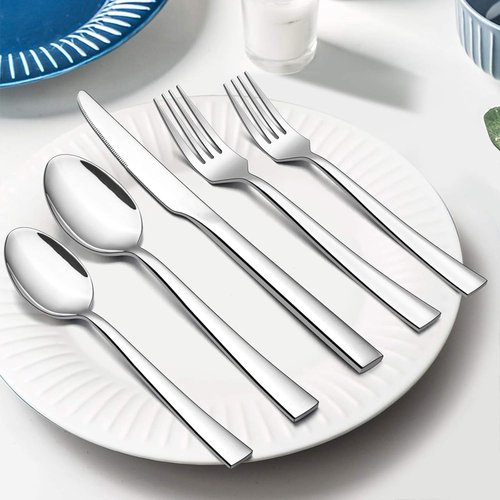 E-far 60-Piece Stainless Steel Silverware Set - Service for 12 | Elegant Cutlery for Home & Parties