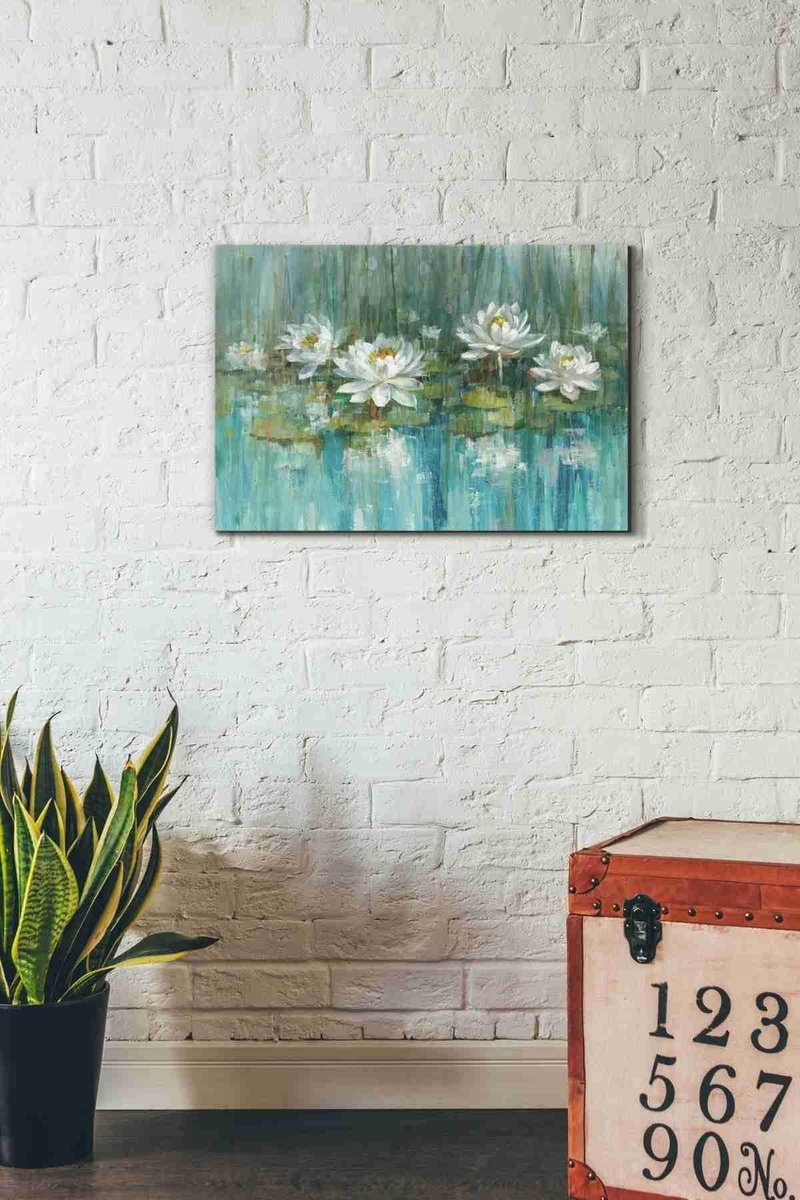 Epic Graffiti 'Water Lily Pond' by Danhui Nai, Canvas Wall Art, 18"x26"
