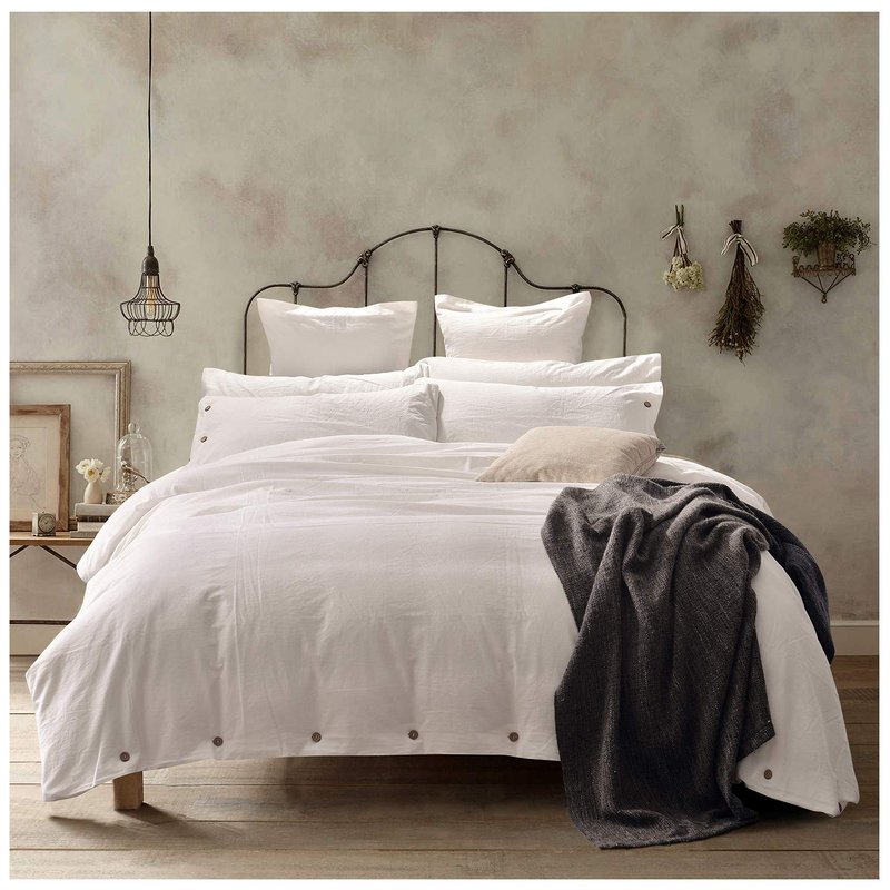 Doffapd Duvet Cover Queen, Washed Cotton Duvet Cover Set - 3 Piece (Queen, Off-White)