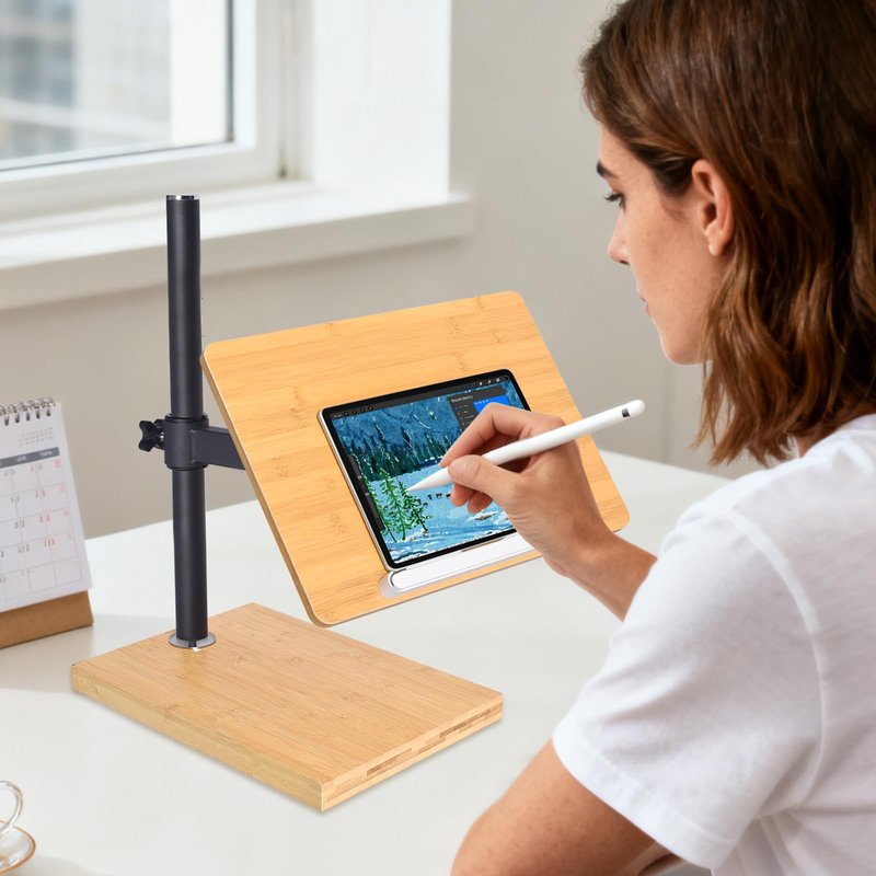 Extral Large Size Book Stand Height Adjustable, wishacc Upright Bamboo Wood Book Stand Cookbook Holder for Reading Hands Free