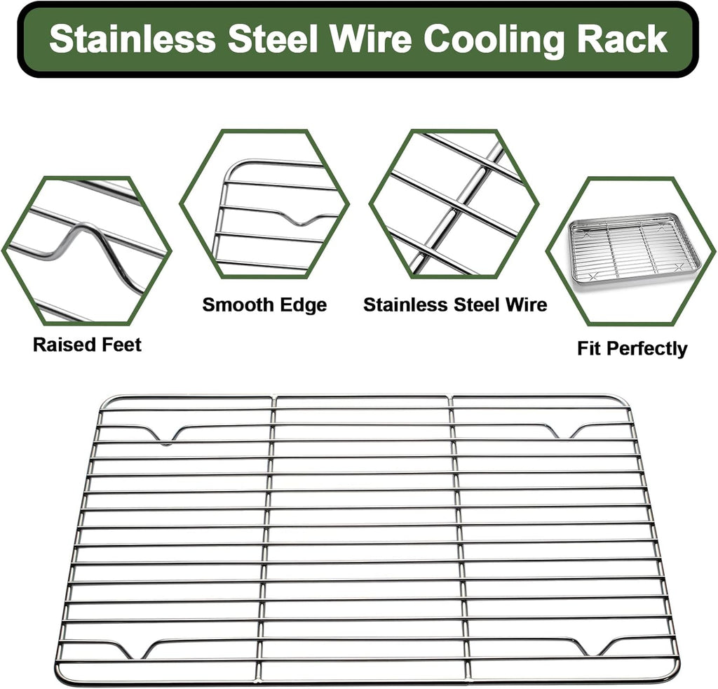 Stainless Steel Baking Sheet Set by [Brand Name] - Heavy Duty Cookie Pan with Cooling Racks & Silicone Mats - Set of 9 (3 Sheets, 3 Racks, Grey)