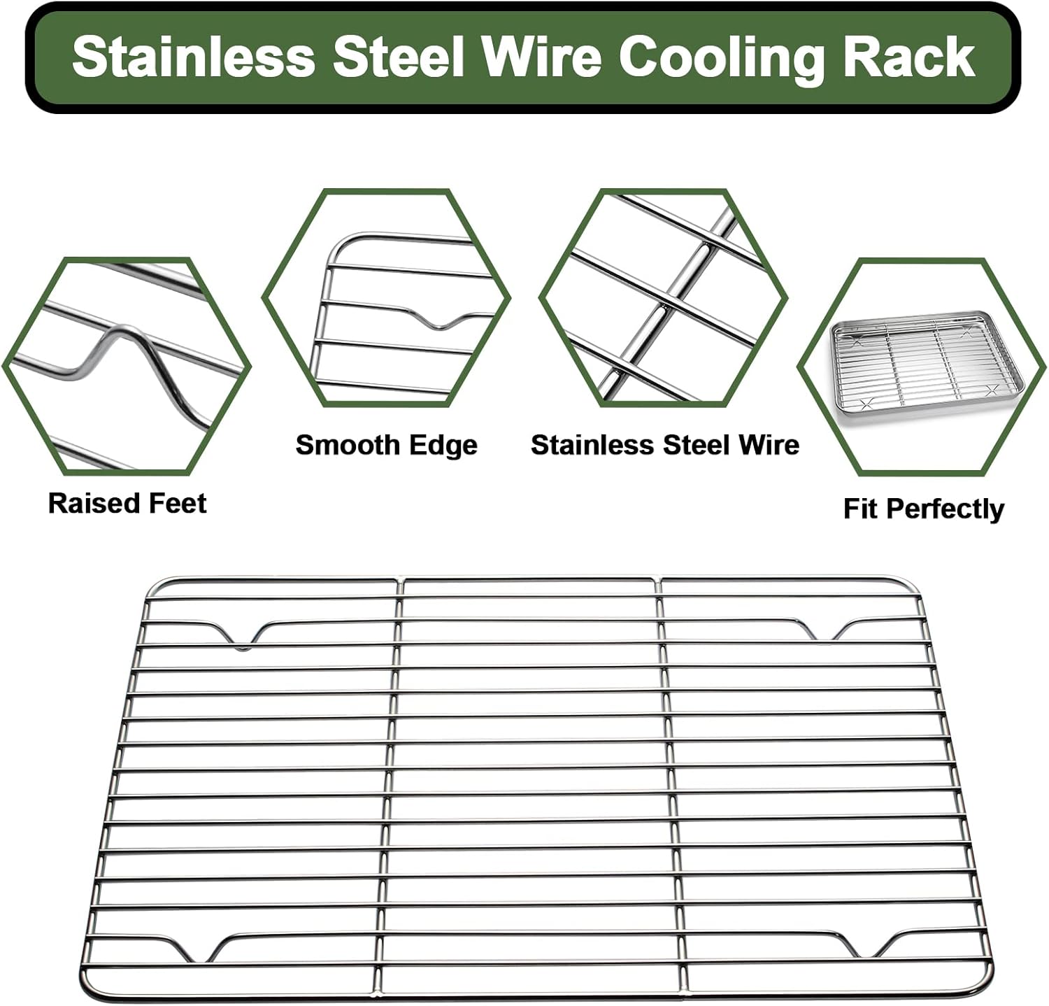 Stainless Steel Baking Sheet Set by [Brand Name] - Heavy Duty Cookie Pan with Cooling Racks & Silicone Mats - Set of 9 (3 Sheets, 3 Racks, Grey)