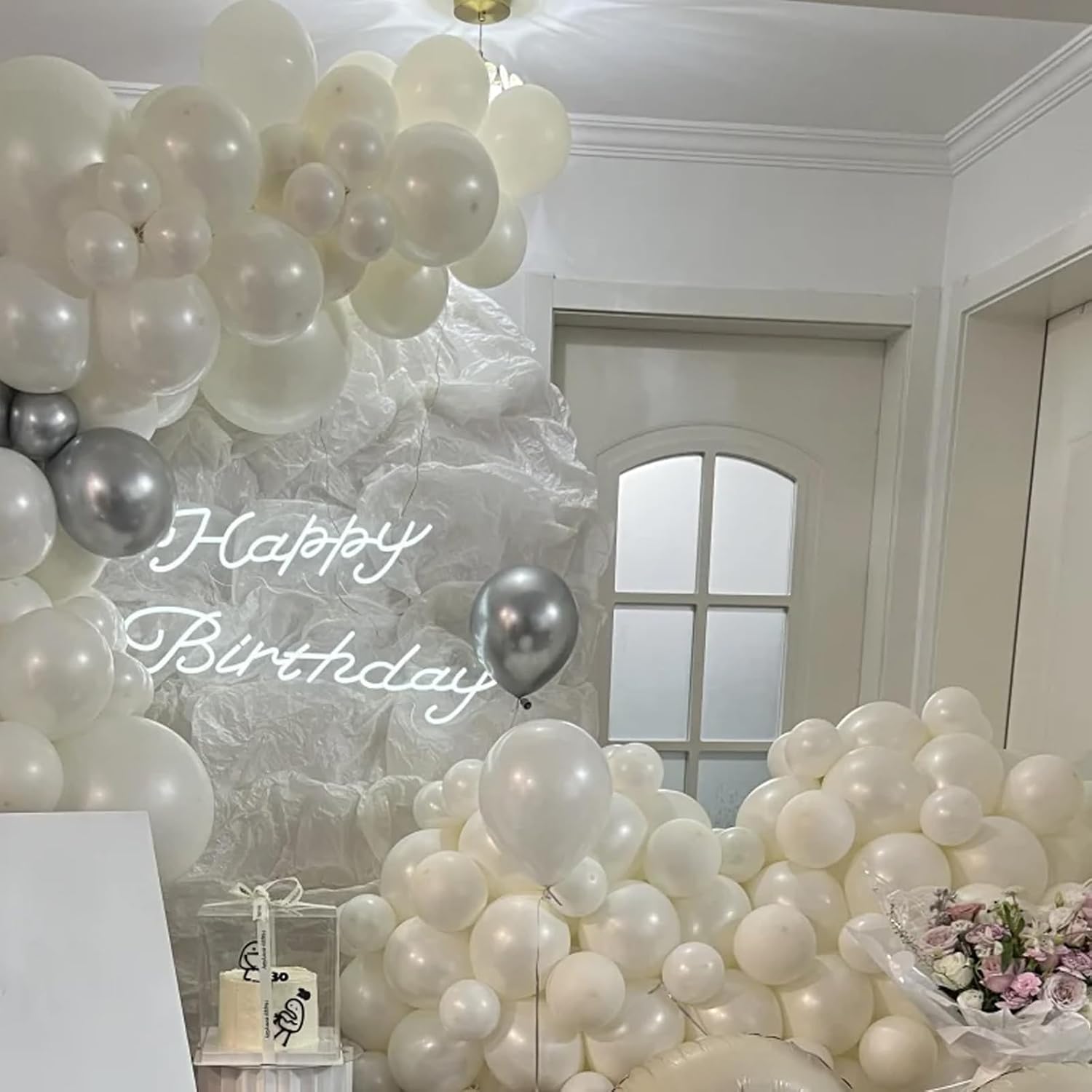 Voircoloria 105pcs Ivory Balloons - 12 Inch Latex Balloons for Birthday, Baby Shower & Weddings
