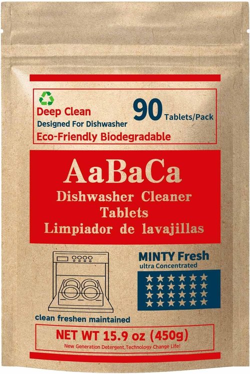 Dishwasher Cleaner Tablets by EcoClean - 90 Mint Fresh Tabs for Deep 360° Grease & Limescale Removal