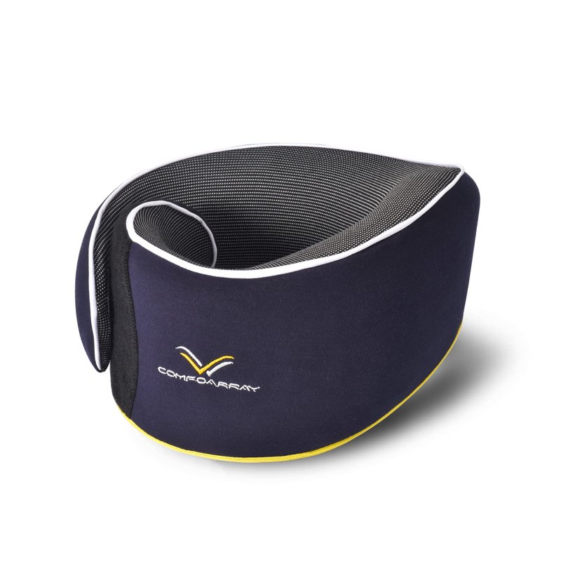 Glowa 2.0 Travel Neck Pillow, Ergonomic Chin Support for Airplane & Car, Breathable & Washable Cover, Lightweight Compact for Travel。(Navy Blue)