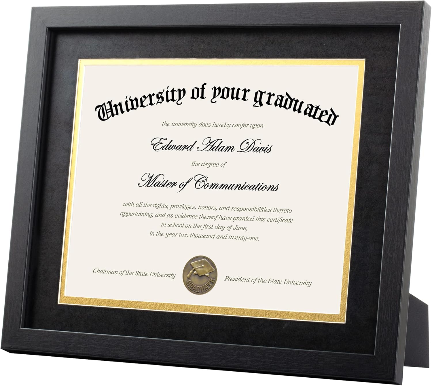 Upsimples 11x14 Diploma Frame - High Definition Glass with Black Double Mat for Wall/Tabletop