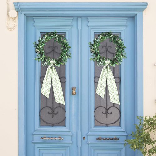 JarThenaAMCS Floral Wreath Sash - Spring Green Ribbon Bow Accessories for Home Decor | 55.1 x 5.1 Inch