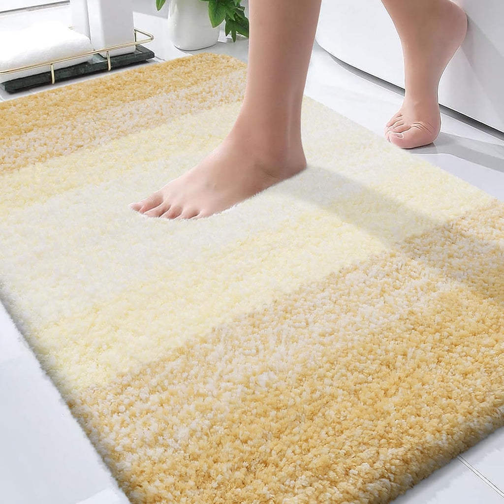 OLANLY Bathroom Rugs - Extra Soft Microfiber Mat with Rubber Backing | Quick Dry, Washable, 30x20, Light Yellow