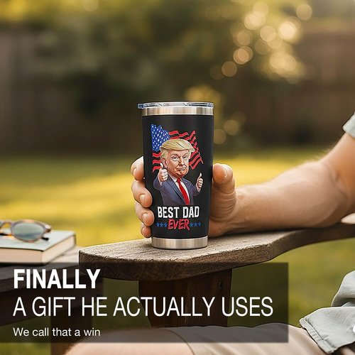 Polmmys Gifts for Dad from Daughter, Son, Kids - Cool Birthday, Fathers Day, Christmas Gifts for Dad - Best Dad Ever Gift - Funny Dads Cup Tumbler Mug for Men, 20 oz Insulated Stainless Steel