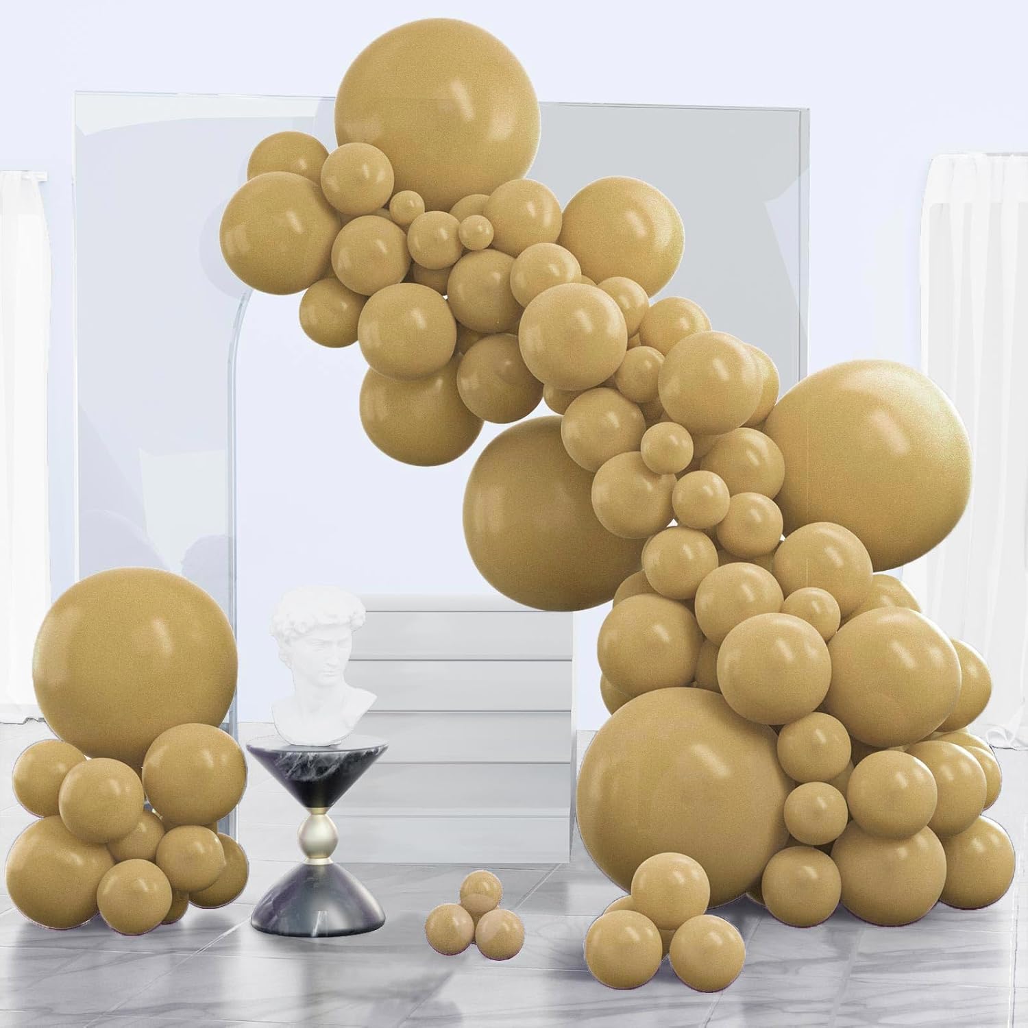 PartyWoo Tan Balloons - 140-Piece Light Brown Boho Balloon Arch Kit for Weddings & Baby Showers