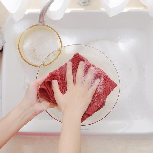 Homaxy Kitchen Dish Cloths - 100% Cotton Waffle Weave, Ultra Soft & Absorbent | 12 x 12 Inches, 8-Pack, Brick Red