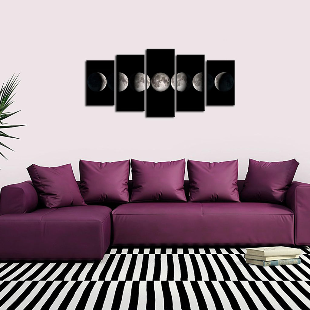 sechars Moon Phases Canvas Wall Art Decor Black and White Lunar Moon Pictures Paintings for Home Office Decorations Framed Ready to Hang
