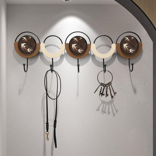 HEBOIX Modern Coat Rack with Shelf Wall Mount,Key Holder Wall Mount,Metal Wall Art Hanging Coat Hanger Shelf for Living Room Entryway,Bathroom,Mudroom Decor 23''L X 7''W