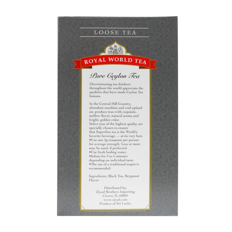 Royal World Loose Leaf Earl Grey Tea – Premium Blend of Bergamot & Ceylon Black Tea – Ideal for London Fog & Iced Drinks – Perfect for Recipes – Sourced from Sri Lanka – Minimal Packaging, 17.6oz