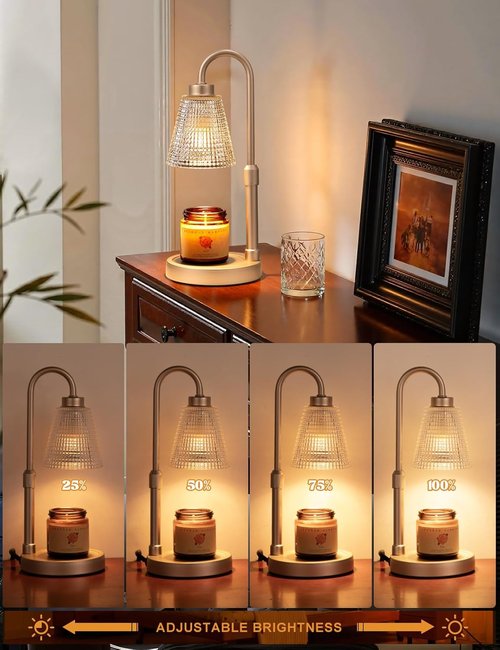 Champagne Gold Candle Warmer Lamp - Dimmable & Adjustable Timer for Jar Candles | Perfect Home Decor & Gift