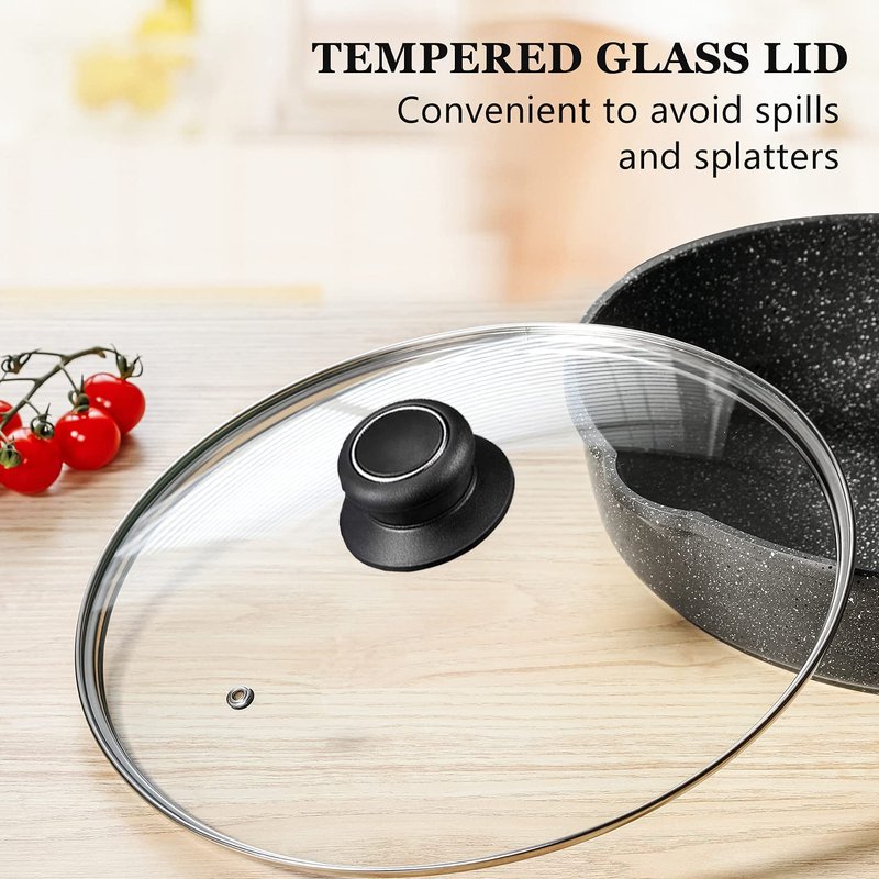 10 Inch Pan Lid 10" Tempered Glass Lid for Frying Pan, Skillets, Pans, Pots and Wok, Heat Resistant Handle
