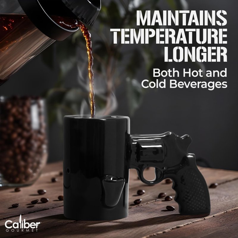 Gun Coffee Mug for Men, Unique Ceramic Wake and Bake Coffee Mug Featuring a Built in Smoke Pipe, Perfect Cup for Who Want Something Functional, Funny and Unforgettable