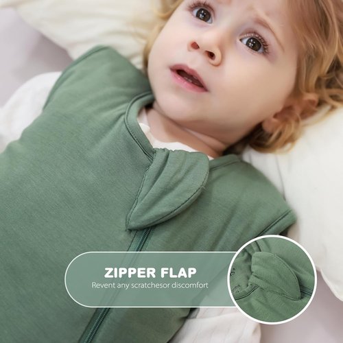 Mosebears Baby Sleep Sack - Super Soft 1.0 TOG Bamboo Wearable Blanket | Dark Green, 6-18 Months