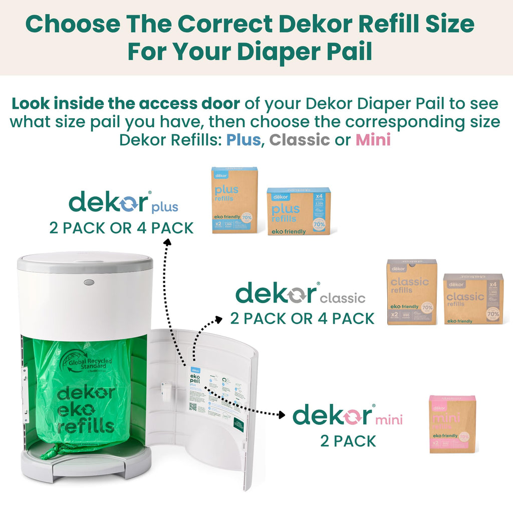 Diaper Dekor Classic Hands-Free Diaper Pail | EKO Gray | Easiest to Use | Just Step – Drop – Done | Doesn’t Absorb Odors | Most Economical Refill System | 70% Recycled Materials