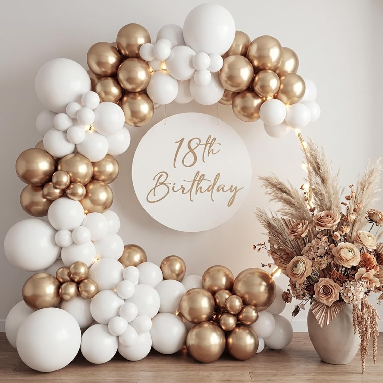 RUBFAC Chrome Gold Balloons - 129-Piece Latex Metallic Balloon Garland Kit for Weddings & Birthdays