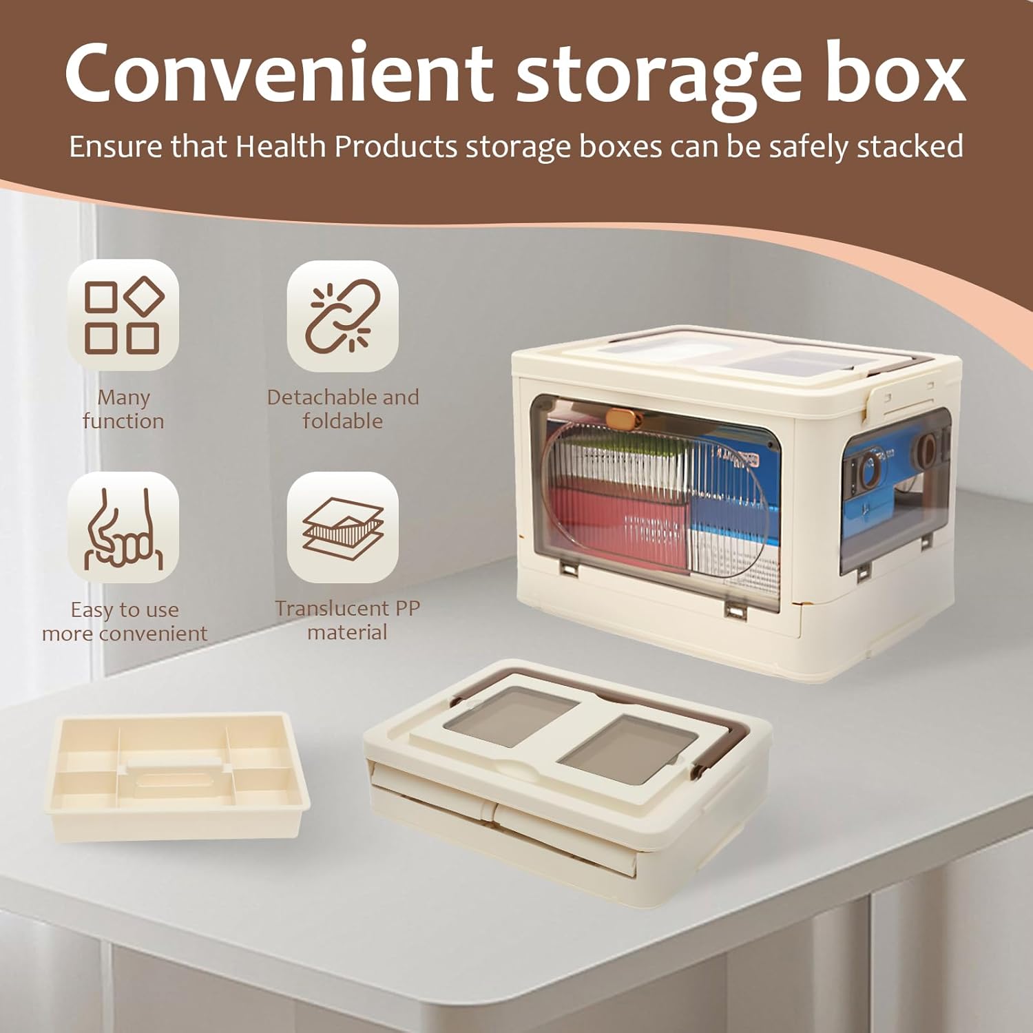 Skiennix 3-Tier Medicine Organizer - Portable Storage Box with Handle & Wheels | Large Capacity First Aid Container