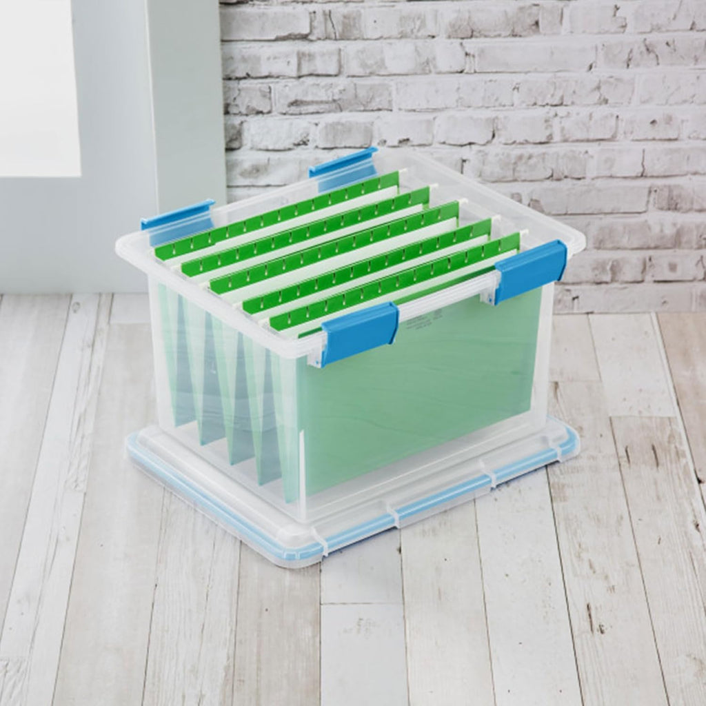 Sterilite 4-Pack Gasket Box | Weather-Resistant 32 Quart Storage Bins with Latching Lids - Heavy-Duty Organizers for Home and Office