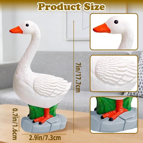 Exasinine Desk Goose Figurine - 7 Inch Office Table Decor Statue for Home Decoration