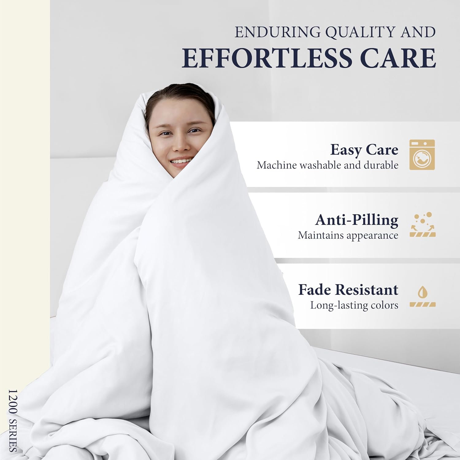 Signature Collection 100% Egyptian Cotton King Size Sheets Set - Luxury 1200 Series, Soft Cooling, 4 PC, White