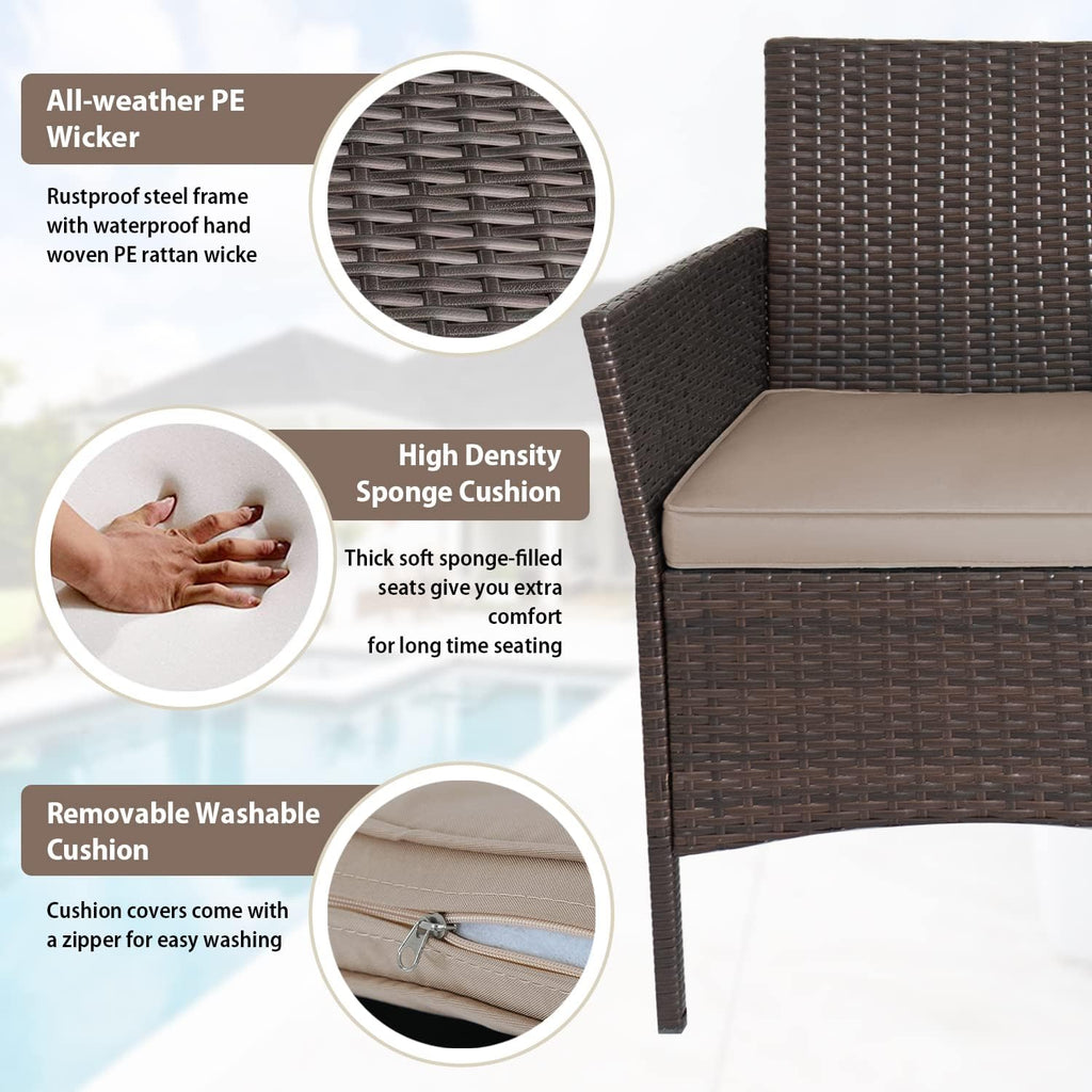 Skiennix 3-Piece Outdoor Wicker Bistro Set - Stylish Patio Furniture with 2 Chairs & Coffee Table