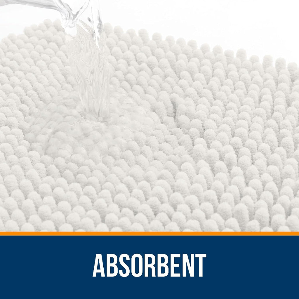 OLANLY Large Bathroom Rugs - Extra Soft Chenille Bath Mats | Quick-Dry, Machine Washable, Ivory 40x32