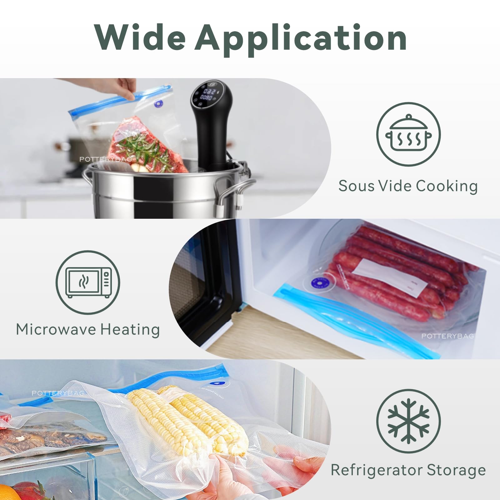 Sous Vide Bags Reusable 30 Pcs, Reusable Vacuum Seal Bags for Food with Upgraded Auto Pump for Anova, Joule Cookers, BPA Free Sous Vide Kit