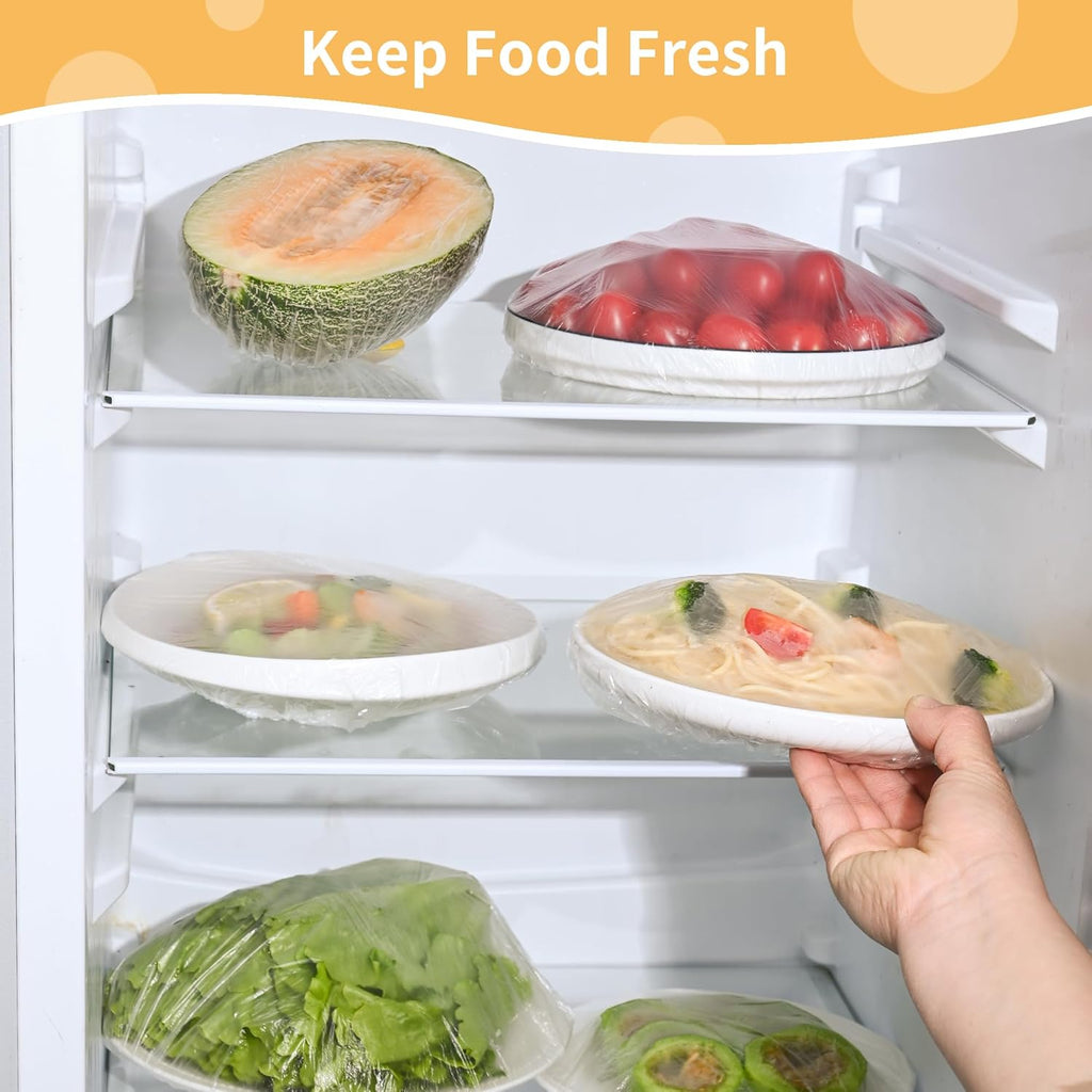 Skiennix 200 Bowl Covers - Large Elastic Reusable Shower Caps for Food Storage | BPA-Free Plastic Wrap