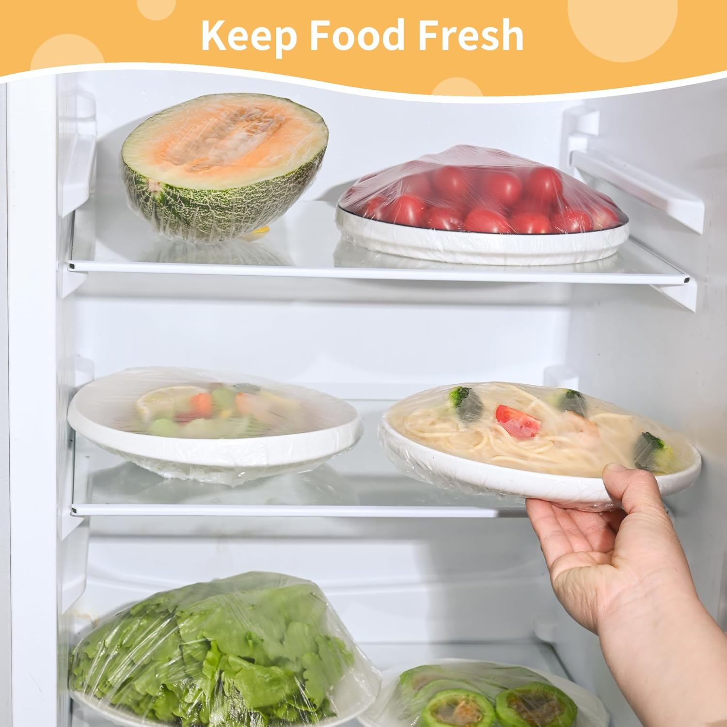 Skiennix 200 Bowl Covers - Large Elastic Reusable Shower Caps for Food Storage | BPA-Free Plastic Wrap