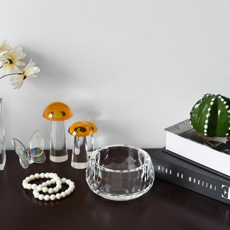 DONOUCLS Crystal Candy Dish Hand-Cut Decorative Bowl W4.7 x H2.4 for Home Decor, Comes With Gift Box