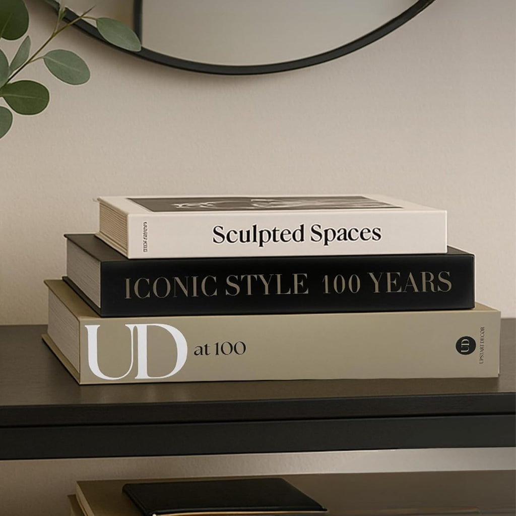 Regine Switzerland Aesthetic Decorative Books - Set of 3 Faux Designer Books for Mid-Century Decor | Minimalist Storage Box