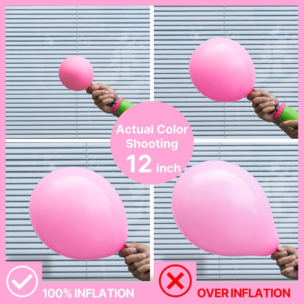 PartyWoo Pink Balloons - 127-Piece Matte Pink Balloon Arch Kit for Baby Showers & Parties | Various Sizes