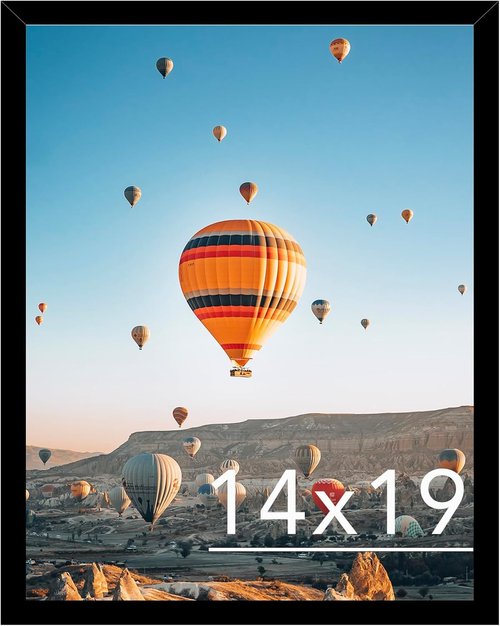 JCJMY 14x19 Picture Frame - Black Wall Gallery Frame with Shatter-Resistant Plexiglass | Horizontal & Vertical Formats