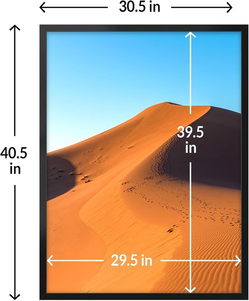 LaVie Home 30x40 Picture Frame - Classic Black Wall Display Frame with HD Plexiglass | Vertical & Horizontal Use